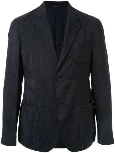 Giorgio Armani Single-breasted Regular-fit Blazer In Blue