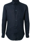 Giorgio Armani Long-sleeved Plain Shirt In Blue