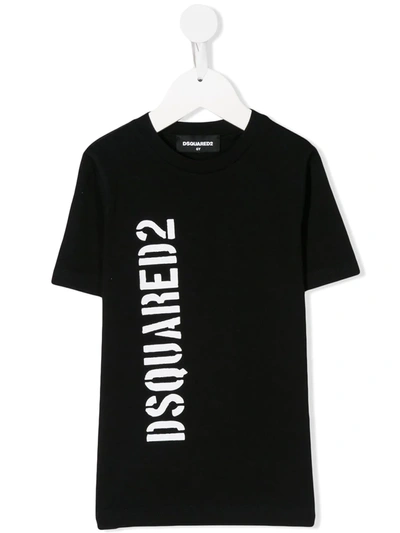 Dsquared2 Teen Logo Print T-shirt In Black