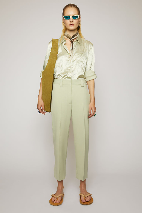 Acne Studios Tapered Wool-blend Trousers Pastel Green | ModeSens