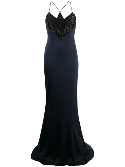 Galvan Beaded Diamond Cutout Dress In Blue