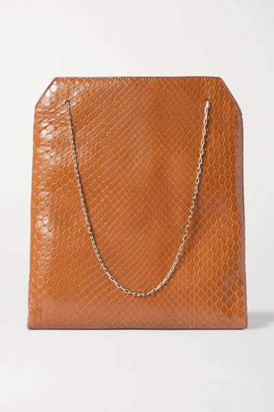 The Row Lunch Bag Small Python Tote In Camel