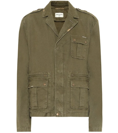 Saint Laurent Cotton And Ramie-blend Drill Jacket In Army Green