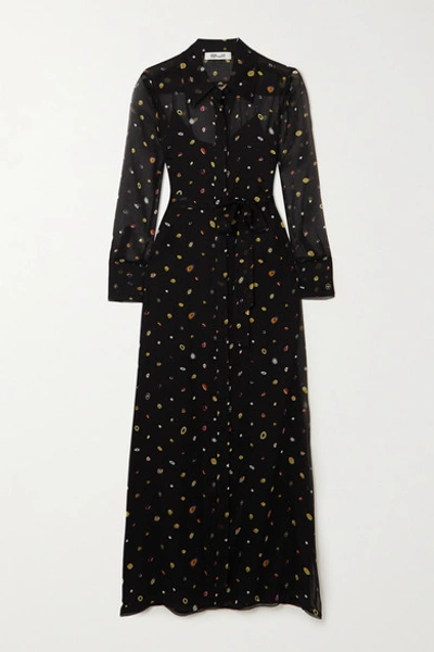 Diane Von Furstenberg Jean Michel Printed Silk-chiffon Maxi Dress In Black