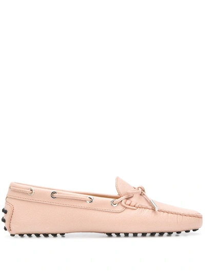 Tod's City Gommino Lizard-effect Leather Loafers In Neutrals