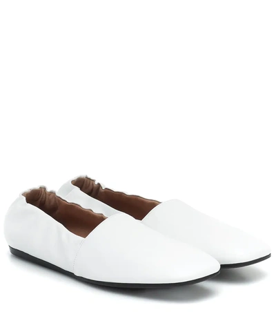 Marni Leather Ballet Flats In White