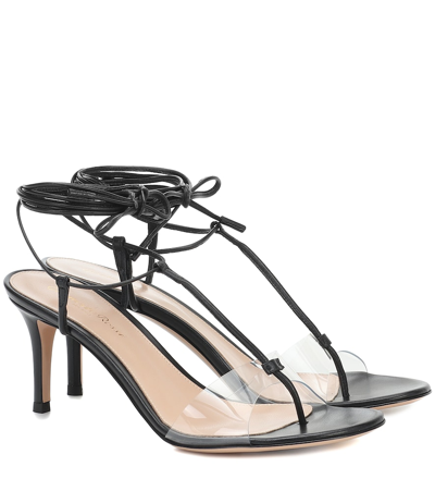 Gianvito Rossi Gwenyth Pvc-paneled Leather Sandals In Black