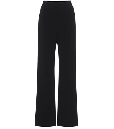 Alaïa Knit High-rise Wide-leg Pants In Noir