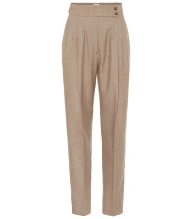 Burberry High-rise Wool-blend Carrot Pants In Beige
