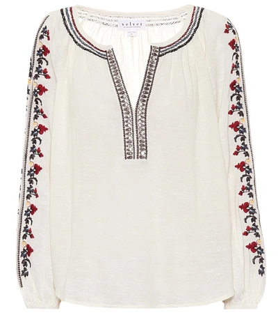 Velvet Hunter Embroidered Blouse In White