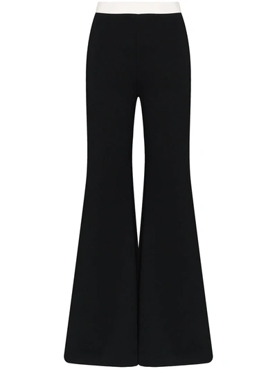 Staud Milo Striped Wrap-effect Trousers In Black