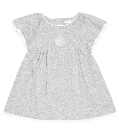 Chloé Baby Cotton Dress In Grey