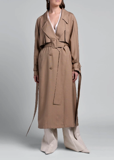 Agnona Lightweight Silk Trench Coat In Taupe