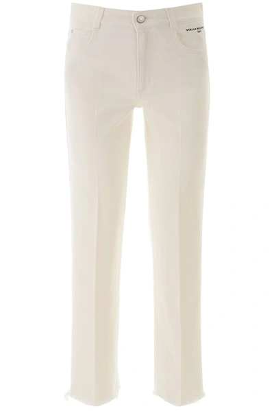 Stella Mccartney Unfinished Hem Straight Fit Jeans In White