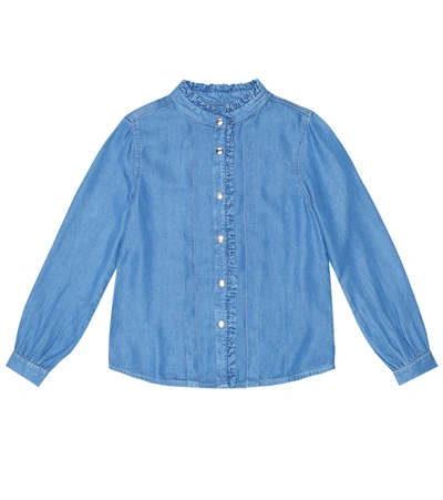 Chloé Kids' Ruffle-trimmed Shirt In Blue
