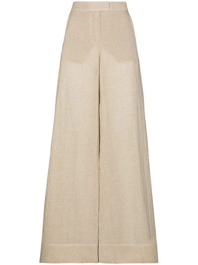 Lisa Marie Fernandez Organic Linen Wide Leg Trousers In Neutral