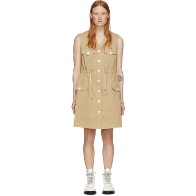 See By Chloé V-neck Brushed Cotton-blend Mini Dress In Brown