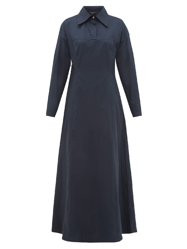 navy maxi shirt dress