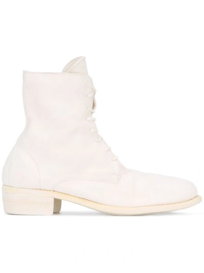 Guidi Grained-leather Lace-up Boots In White
