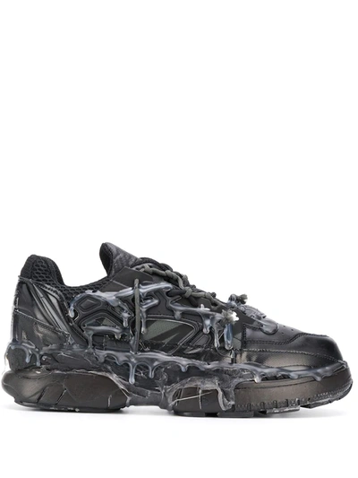 Maison Margiela Fusion Leather And Mesh Trainers In Black