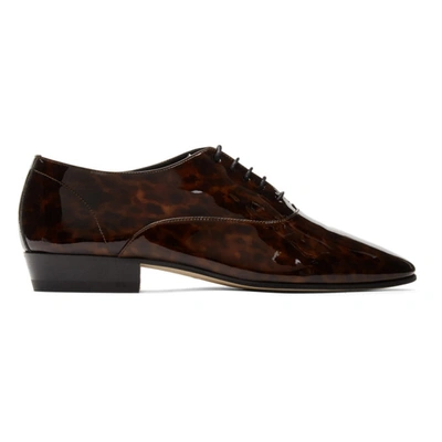 Saint Laurent Patent Leather 30mm Oxford Shoes In Brown