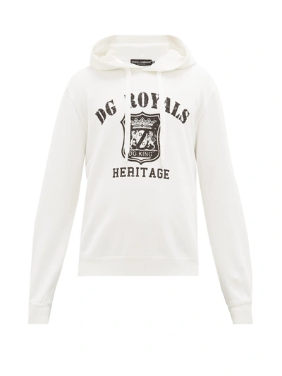 Dolce & Gabbana Logo-print Cotton Hooded Sweatshirt In White
