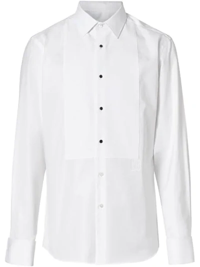 Burberry Knife-pleated Cotton-poplin Tuxedo Shirt In Optic White