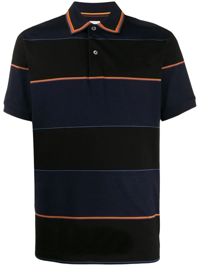 Paul Smith Striped Boxy Polo Shirt In Black