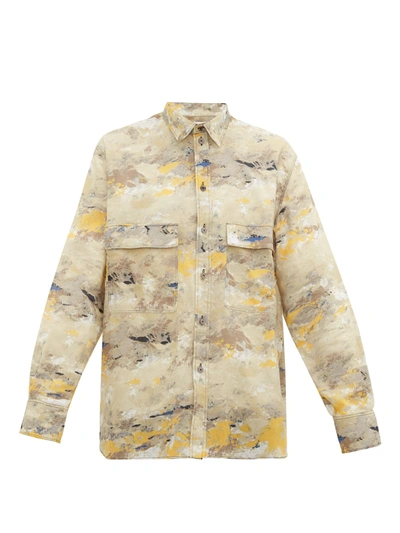 Rochas Abstract-print Cotton-twill Shirt In Beige Multi