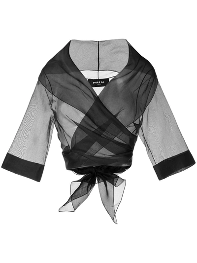 Paule Ka Black Sheer Silk-organza Shawl