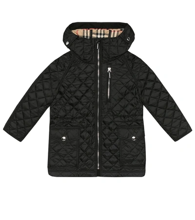 Burberry Kids' Trey Quilted Water Resistant Hooded Jacket In Black