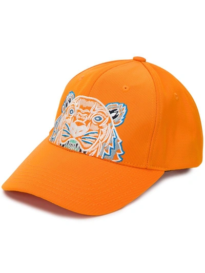 Kenzo Embroidered Tiger Logo Baseball Cap In Light Orange