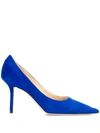 Jimmy Choo Love 85 Spitze Pumps Aus Wildleder In Kobaltblau In Blue