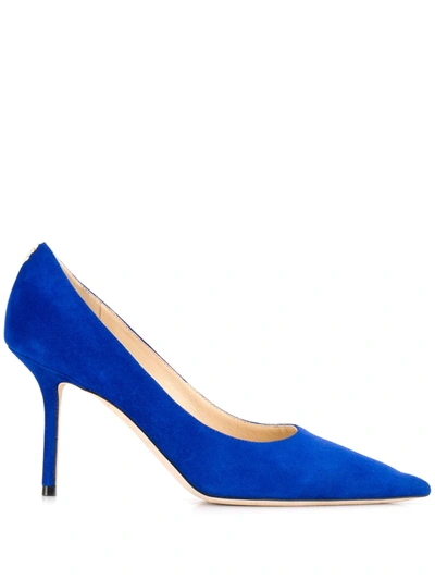 Jimmy Choo Love 85 Spitze Pumps Aus Wildleder In Kobaltblau In Blue