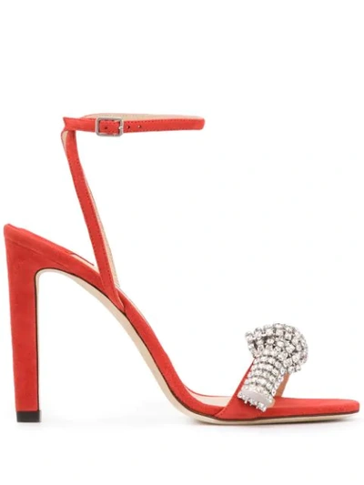 Jimmy Choo Embellished Thyra 100 Sandals In Red