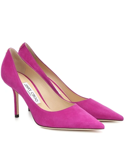 Jimmy Choo Love 85 Spitze Pumps Aus Wildleder In Magenta In Pink