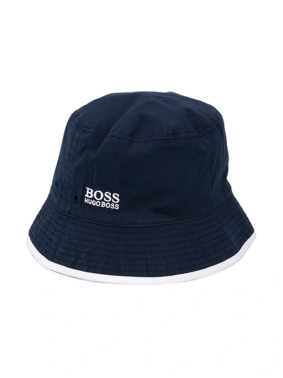 Hugo Boss Babies' Embroidered Logo Sun Hat In Blue