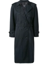 Pre-owned Burberry Double-breasted Trench Coat In Blue