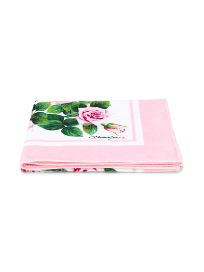 Dolce & Gabbana Rose Print Towel In Pink