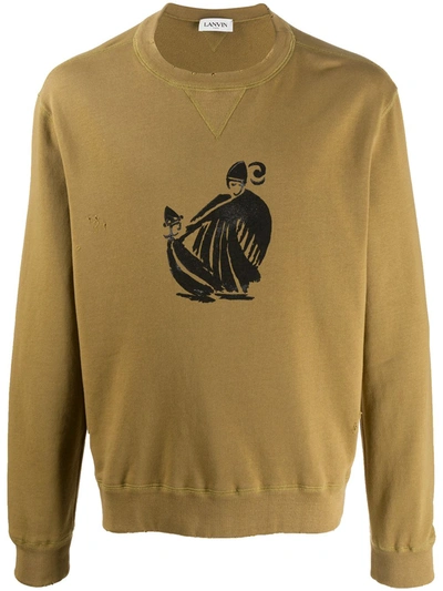 Lanvin Mother And Daughter Print Sweatshirt In Taupe