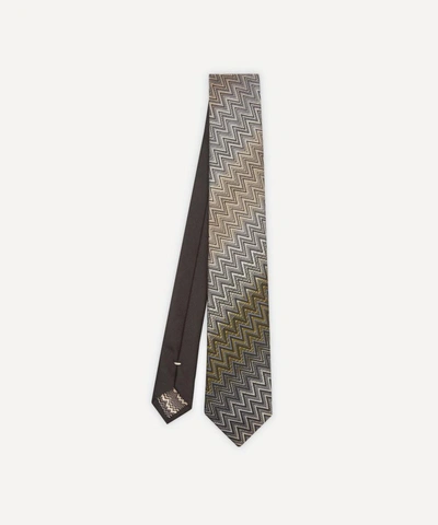 Missoni Tonal Zig Zag Silk Tie In Green