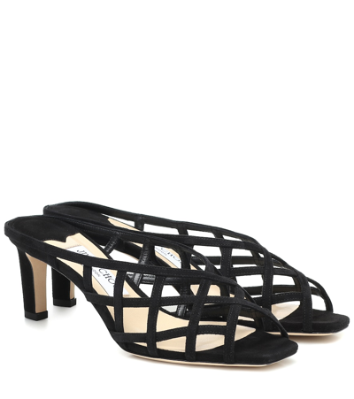 Jimmy Choo Sai 65 Lizard-embossed Mules In Black
