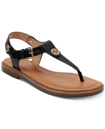 Tommy Hilfiger Bennia T-strap Flat Sandals Women's Shoes In Multi