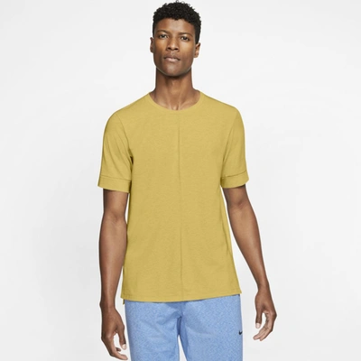 Nike Yoga Dri-fit Men's Short-sleeve Top In Sulfer Yellow