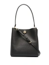 Coach Charlie Black Leather Bucket Bag In Brass/black