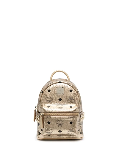 Mcm Ladies Stark Mini Backpack In Gold Tone