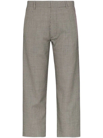 Delada Houndstooth Slim Fit Wool Trousers In Black