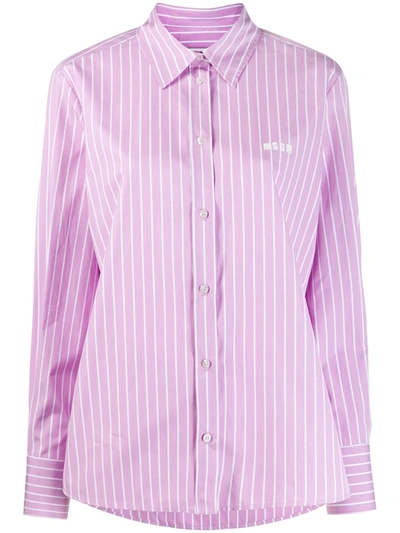 Msgm Striped 'futuro' Shirt In Purple