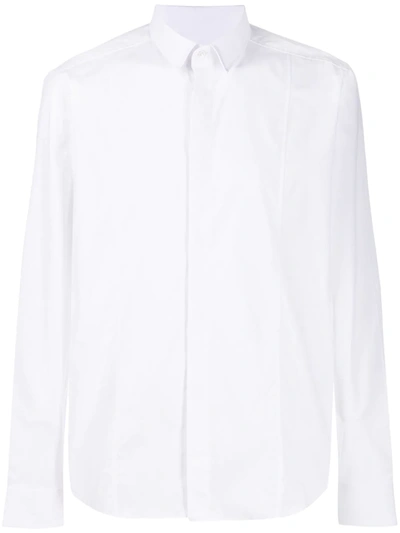 Les Hommes Ribbed Bib Long-sleeved Shirt In White