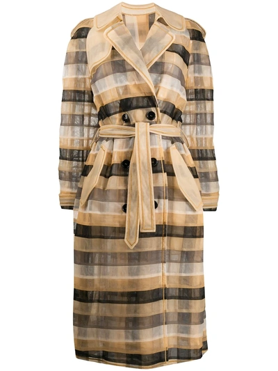 Viktor & Rolf Check Me Out Trench Coat In Neutrals